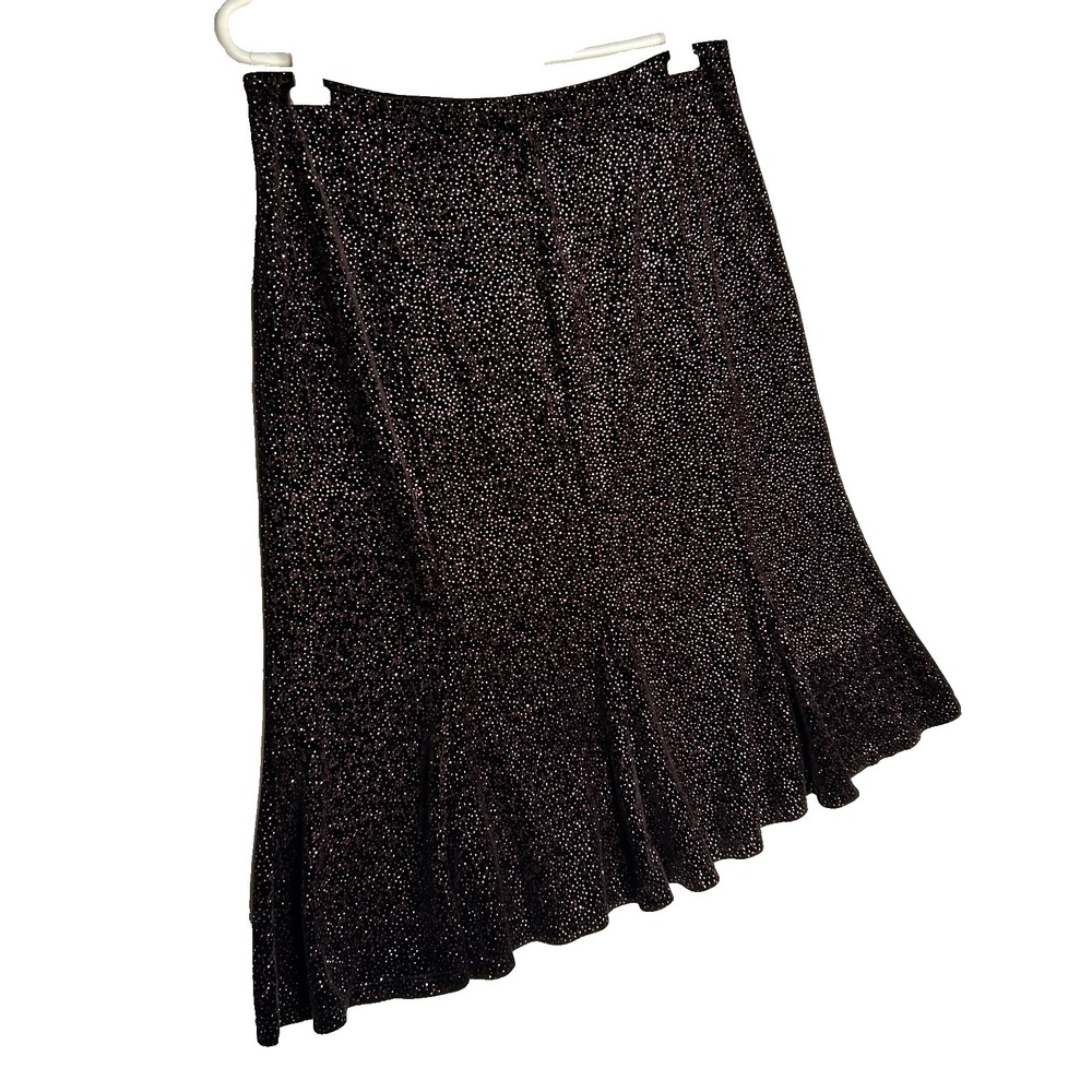 Vintage Velvet Bling Trumpet Fairygoth Flared Black Purple Skirt Womens L Y2K - Picture 7 of 15